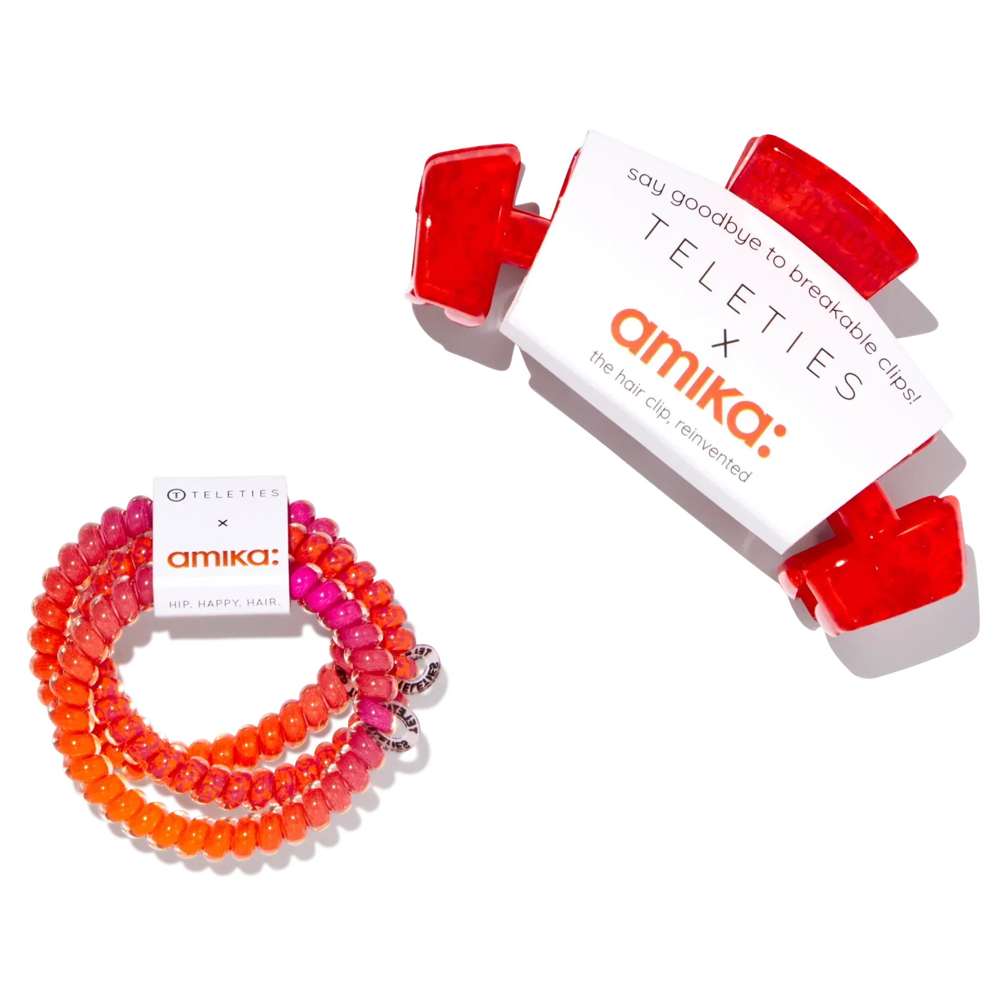 amika x TELETIES necessities set 3 pc hair ties, clip, essentials bag + perk up plus Secondary image