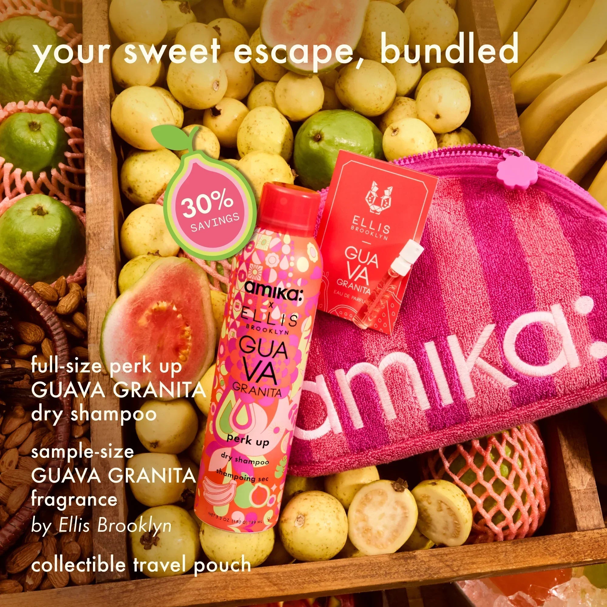 amika x Ellis Brooklyn limited-edition perk up GUAVA GRANITA dry shampoo bundle set Secondary image